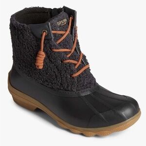 Like New Sperry Women's Syren Gulf Sherpa Black Boots Size 7.5 M
